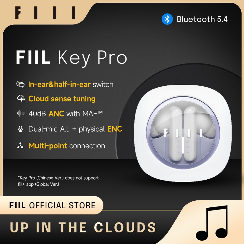 FIIL Key Pro Wireless Bluetooth 5.4 Headphones TWS 40dB ANC MAF