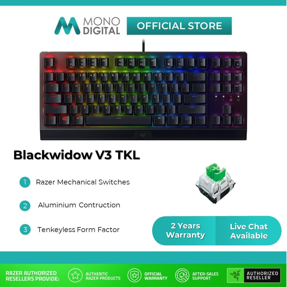 RAZER Blackwidow V3 Tenkeyless TKL Compact Mechanical Gaming Keyboard ...