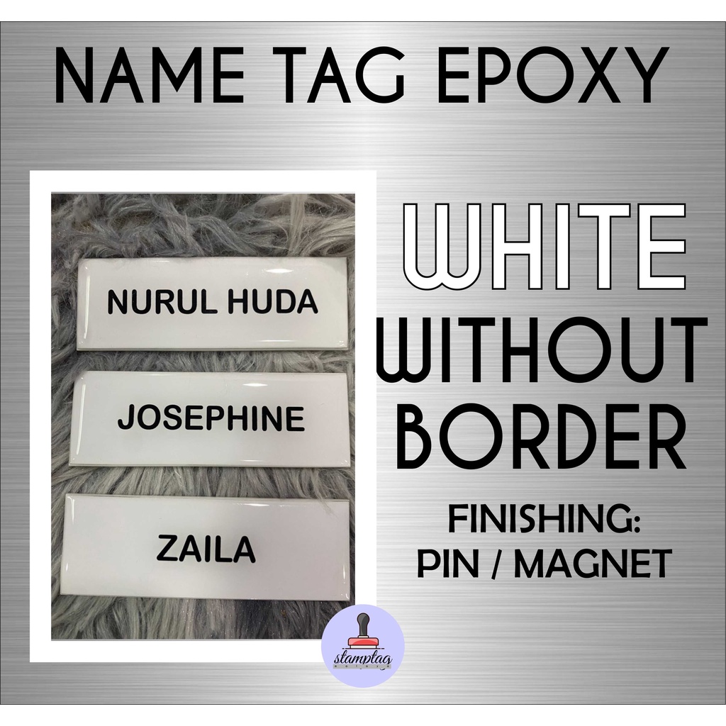 DONE IN 48 HOUR | Name Tag Epoxy Acrylic PUTIH (75x25mm) | Shopee Malaysia