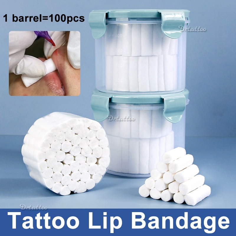 100pcs Tattoo Lip Bandage Stick Disposable Tattoo Cotton Swab Permanent