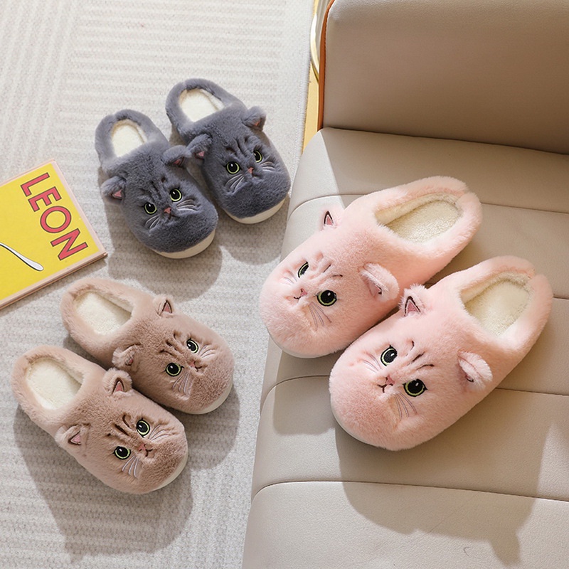 Winter Cotton Slippers Home Warm Indoor Cute Cartoon Fluffy Slipper For ...