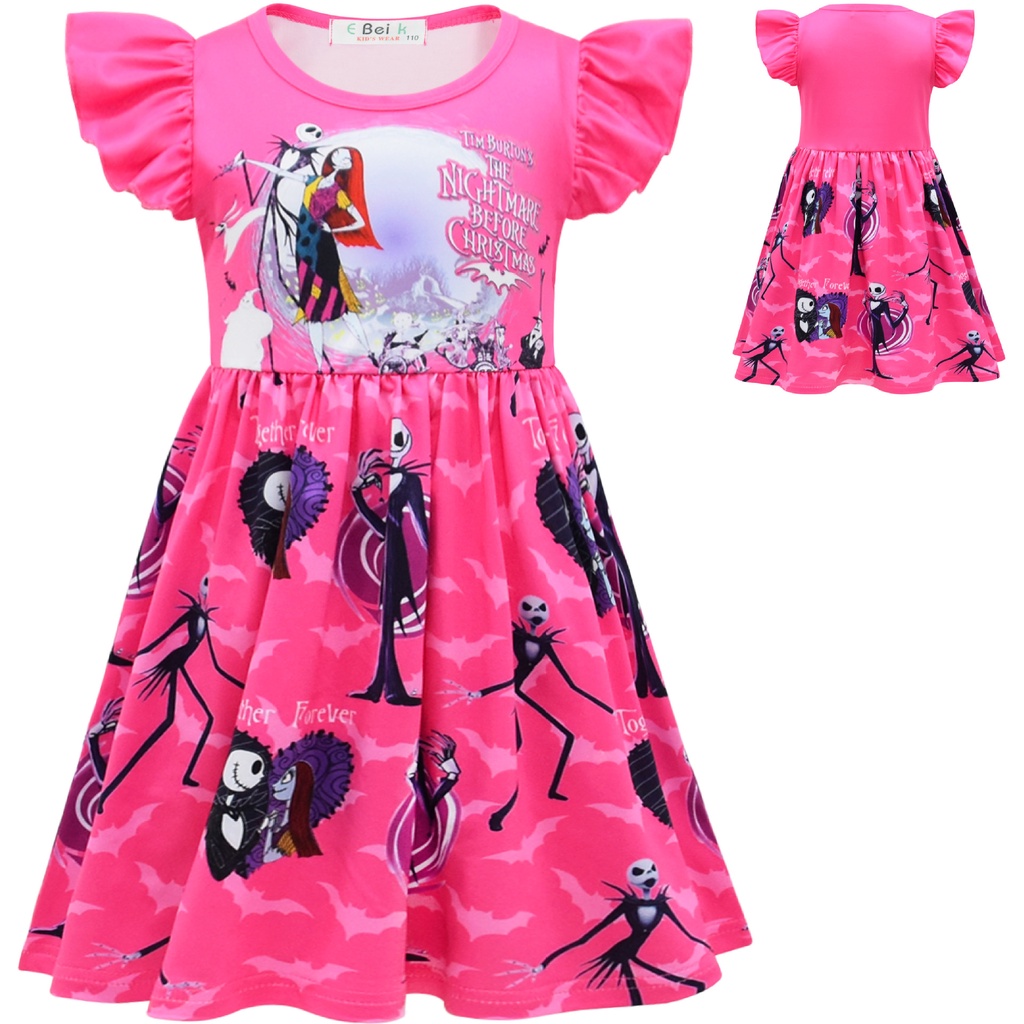 The Nightmare Before Christmas Sally Dress Costume Girls Party Sally Printed Dress Cartoon 