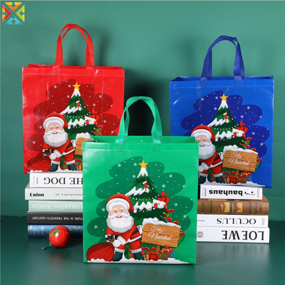 2024 Christmas Non Woven Bag Santa Tote Bag Shopping Gift Bag Shopee