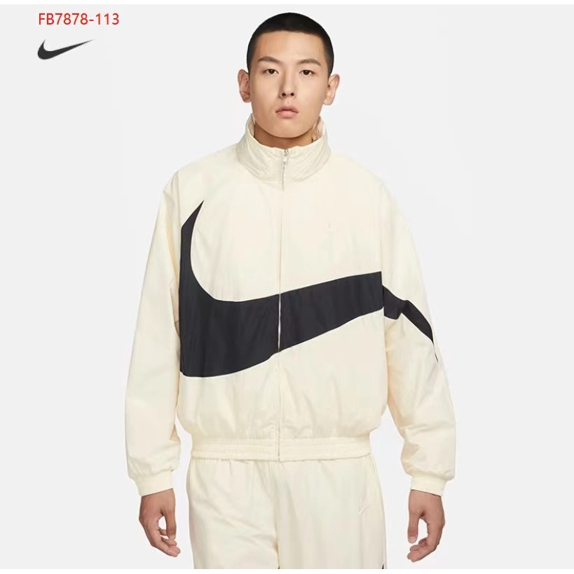 Nike Autumn Men's SWOOSH Sports and Casual Big Logo Mock Neck Jacket