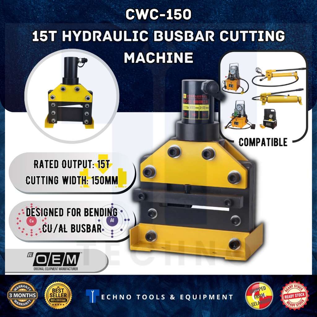 thumbnail image 2 of HYDRAFORE M-150VQ Hydraulic Busbar Cutter – 20 Ton, 6″ Capacity – For Copper/Aluminum 2 of 6
