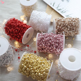 Red Beads Garland for Christmas Tree,66 Feet Plastic Pearl Strands