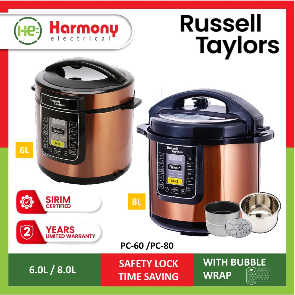 RUSSELL TAYLORS 6L 8L Pressure Cooker PC 60 PC 80