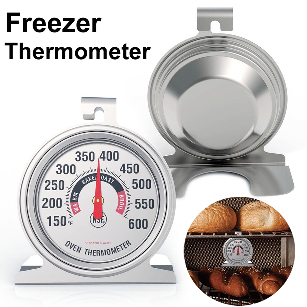 Stainless Steel Freezer Fridge Thermometer with Red Indicator Large