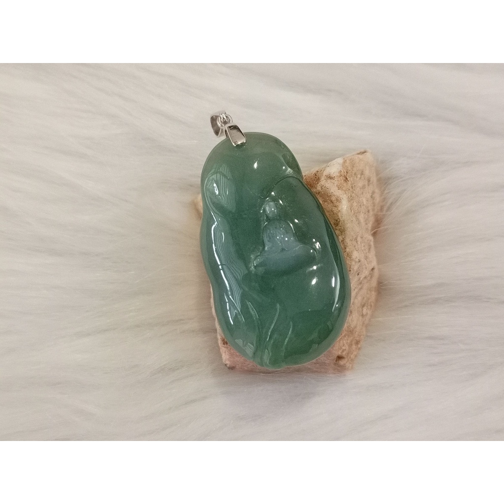 Natural Burmese Translucent Intense Black sale Jadeite Wu Shi Pai Pendant S925 Silver 天然缅甸墨翠银镶无事牌封底吊坠