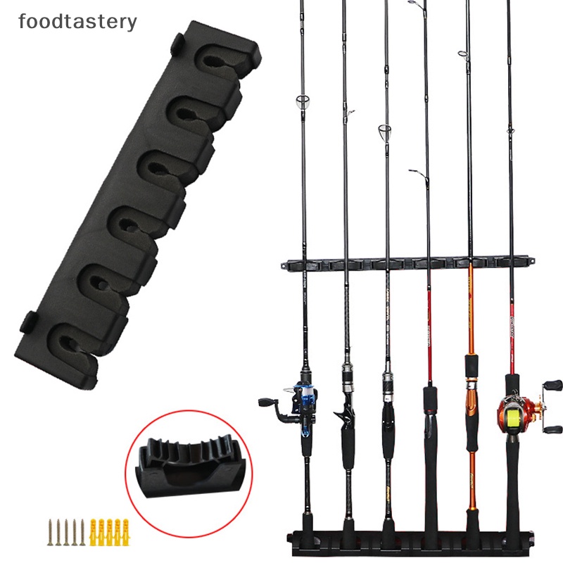 FTY Fishing Rod Holders 6-Rod Rack Vertical Pole Holder Wall Mount