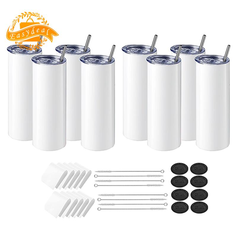 8Pack Sublimation Blank Tumblers 20Oz Straight Skinny With Sublimation ...