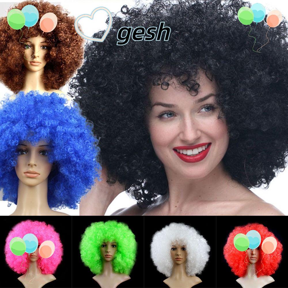 GESH1 Black Afro Curly Wig Halloween Fashion Clown Cosplay Football Fans Carnival Party Curly Hair Shopee Malaysia