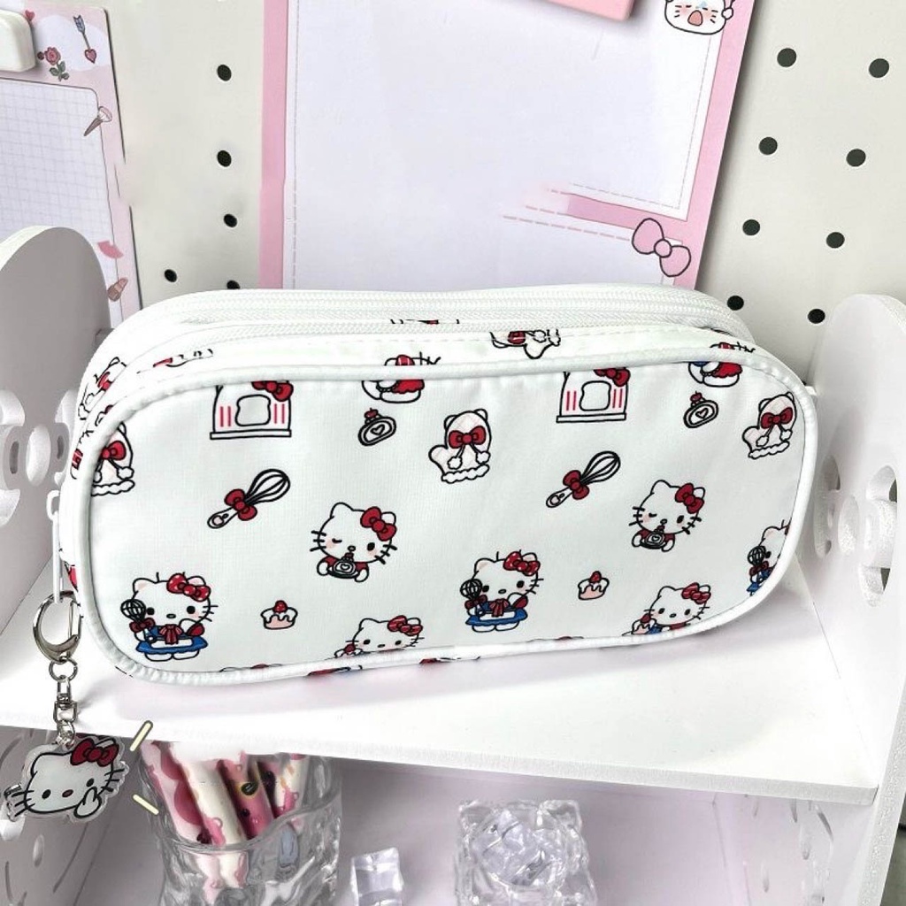 Hello Kitty Pencil Case High Capacity Kids PU Pencil Bag Sanrio Kuromi