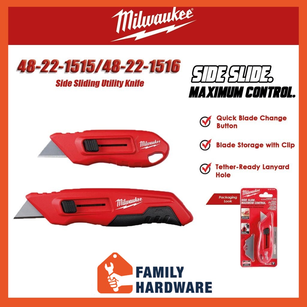 MILWAUKEE 48221515 48221516 Compact Side Sliding Utility Knife