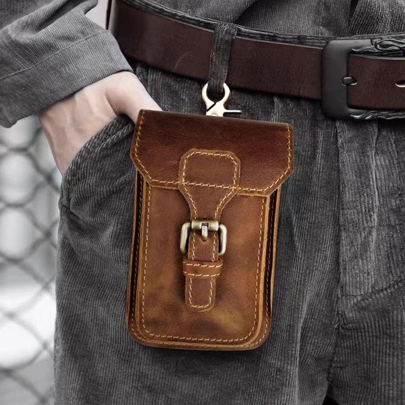 Leather Waist Pack For Men 2026.Genuine Leather Waist Packs for Men Travel Fanny Pack Belt Phone Pouch ...