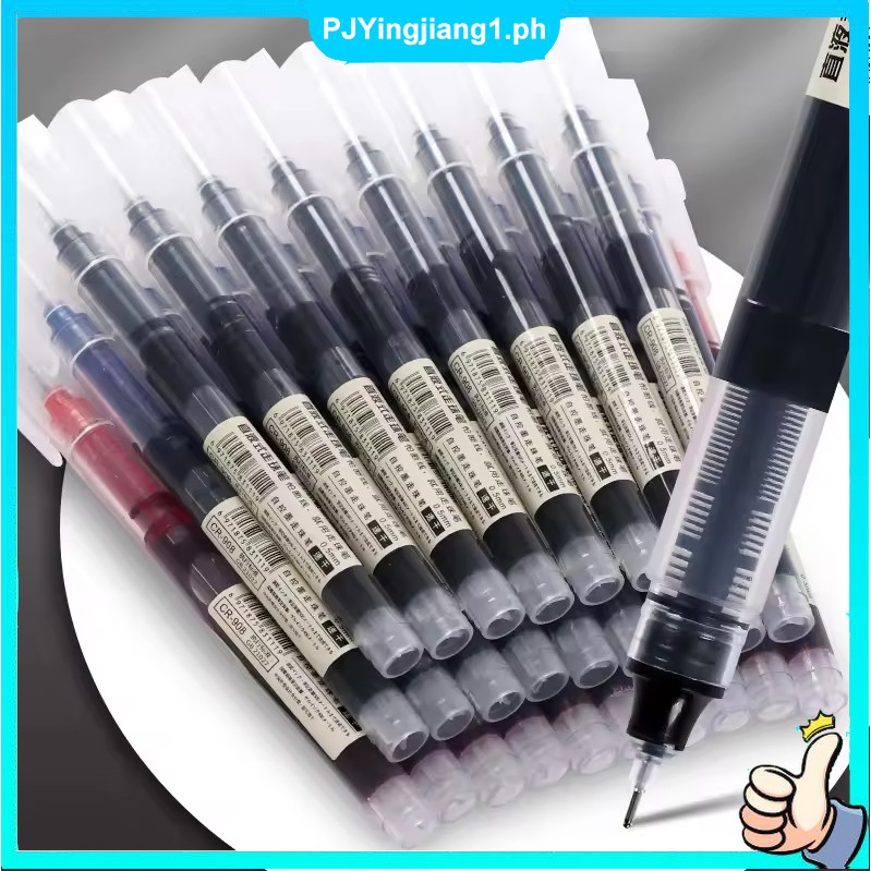 12PCS/Set Straight Liquid Pen 0.5mm Gel Pen Quick-Drying Rollerball ...