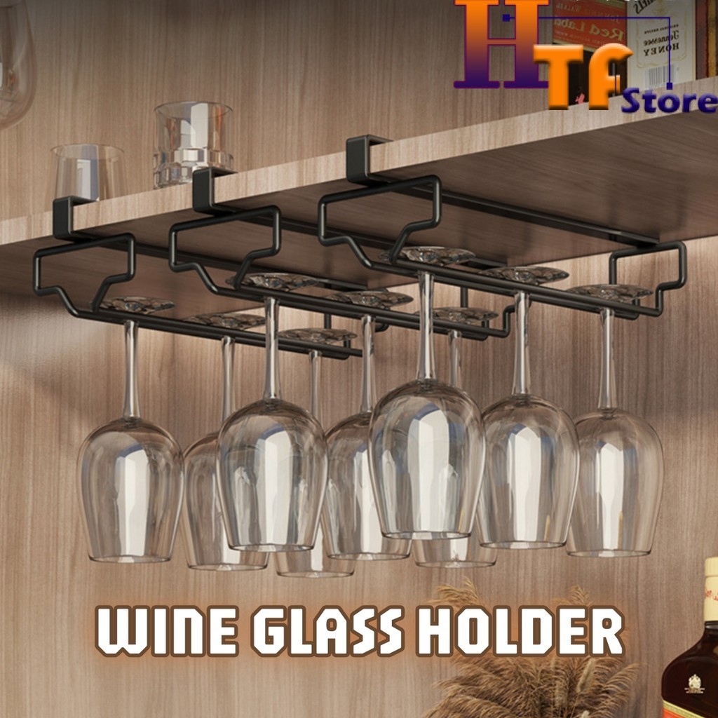Wine Glass Holder No Screw Under Cabinet Wine Glass Hanging Rack Single ...