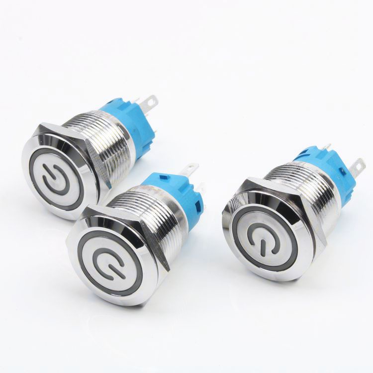 16mm long press metal switch button, light power button for motorbikes ...