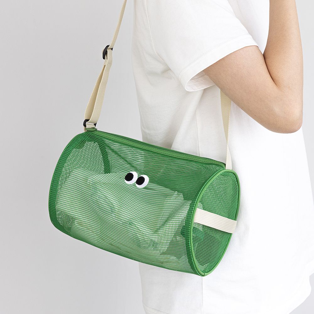 Korean Ins Style Large Capacity Breathable Mesh Shoulder Cylinder Bag