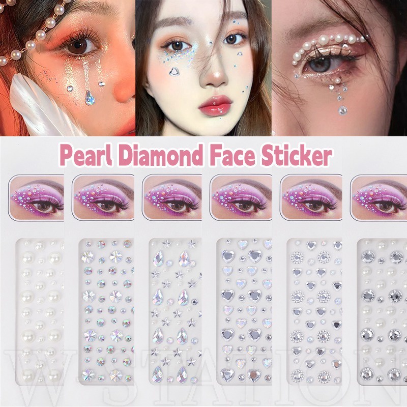 975 Pcs Of Pearl Stickers Self-Adhesive Decorative Stickers, Face Makeup  And Face Makeup Accessories Pearl Stickers, Diamond Face Makeup Stickers,  Face Accessories, Eye Corner And Eyebrow Stickers, Bridal Eye Makeup And  Face