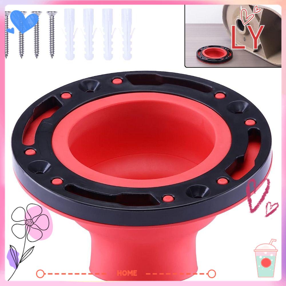 LYHOME Toilet Flange, Round Red Toilet Flange Repair Kit, Durable with