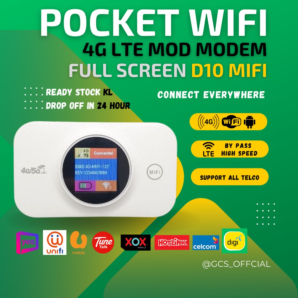 MiFi D10 Modified Unlimited Hotspot Pocket Portable Modem WiFi 4G LTE ...