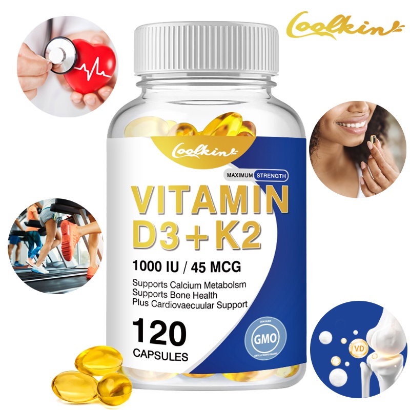 Coolkin Organic Vitamin D3K2 Capsules - Promotes Calcium Absorption for ...