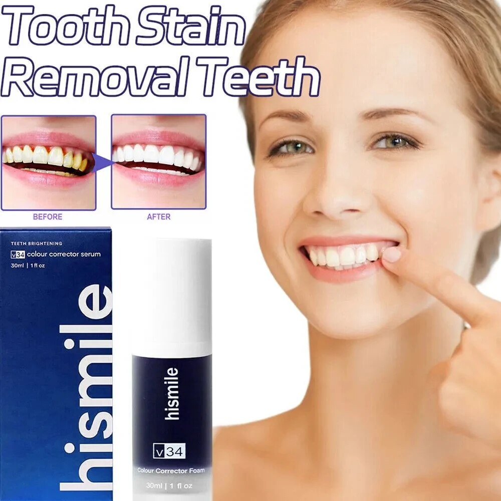 V34 Purple Toothpaste Hismile Colour Corrector Whitening Teeth Karang Gigi Ubat Pemutih Gigi V34