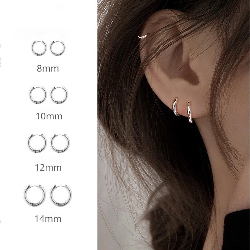 thumbnail image 2 of SAWADEE 925 Silver Circle Earrings – 14mm Diameter – Men Women – Piercing 2 of 6