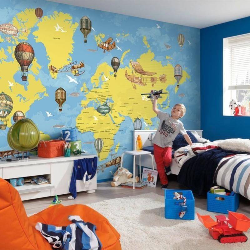 Custom World Map Boy's Room Backgound Wall Paper for Children's Room ...