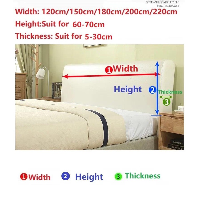 Soft Bed Headboard Cover Thicken Warm Bed Head Cover Elastic Back Anti