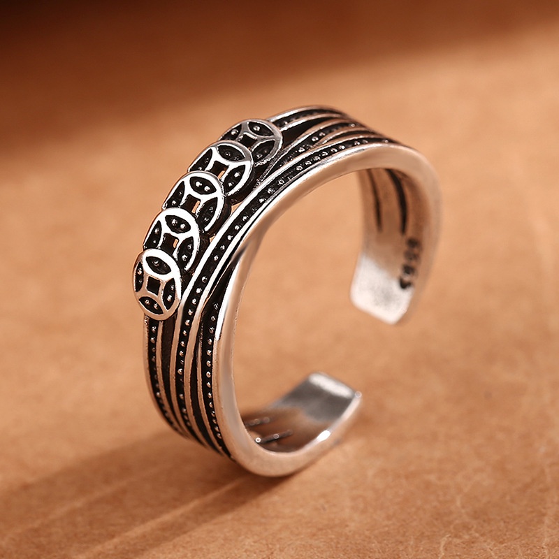 Ring Retro Thai Silver Lucky Fortune Female Ring Unique Ring Opening ...
