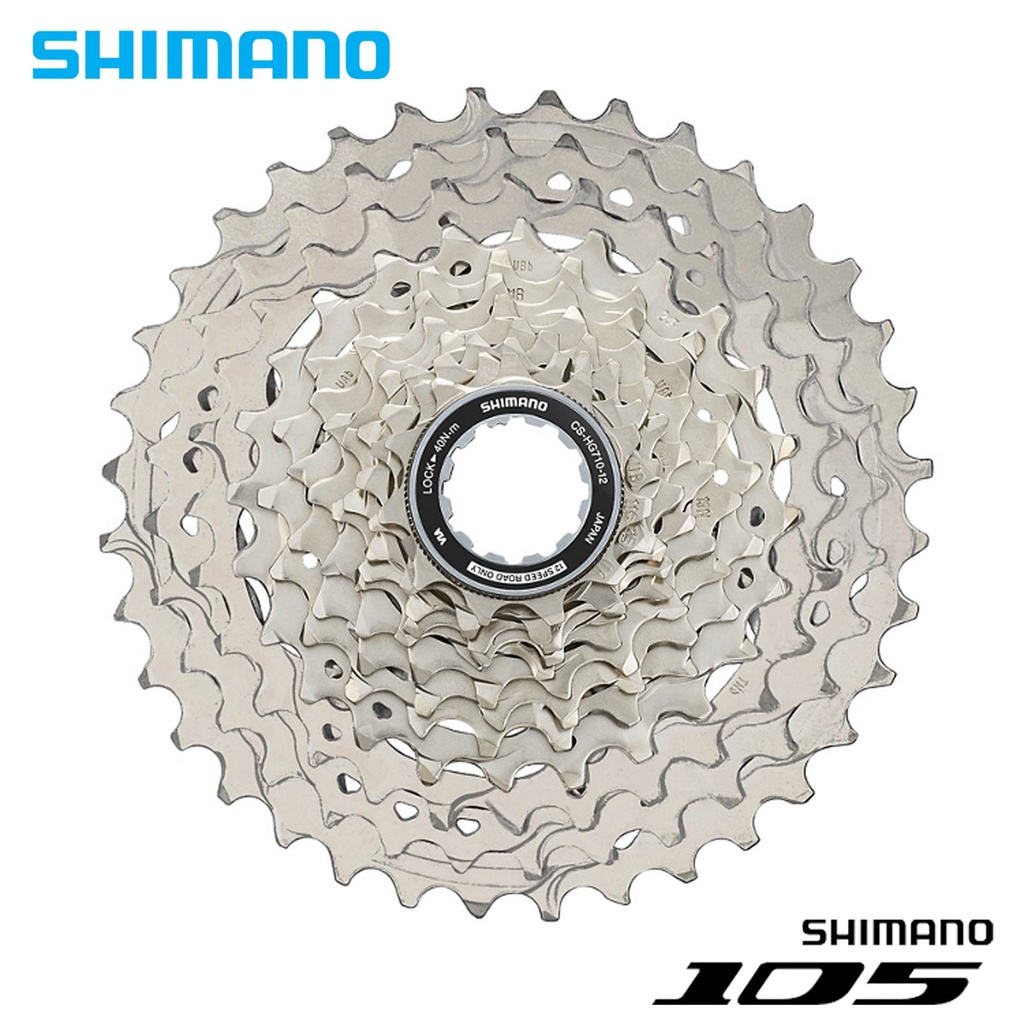 Cassette SHIMANO 105 R7101 - 12 Vitesses, 11-34T, Argentée, Compatible Moyeu Libre 12V Et Route 11V, Pour Vélo De Route