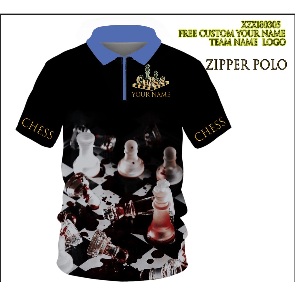 Black Chess, Chess King Design 2024 All New 3D polo shirt Shopee Malaysia