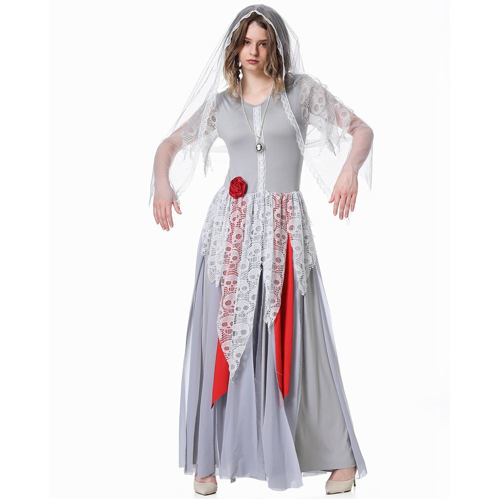 24 Hours Delivery New Halloween Costume Adult Ghost Bride Dress Cosplay