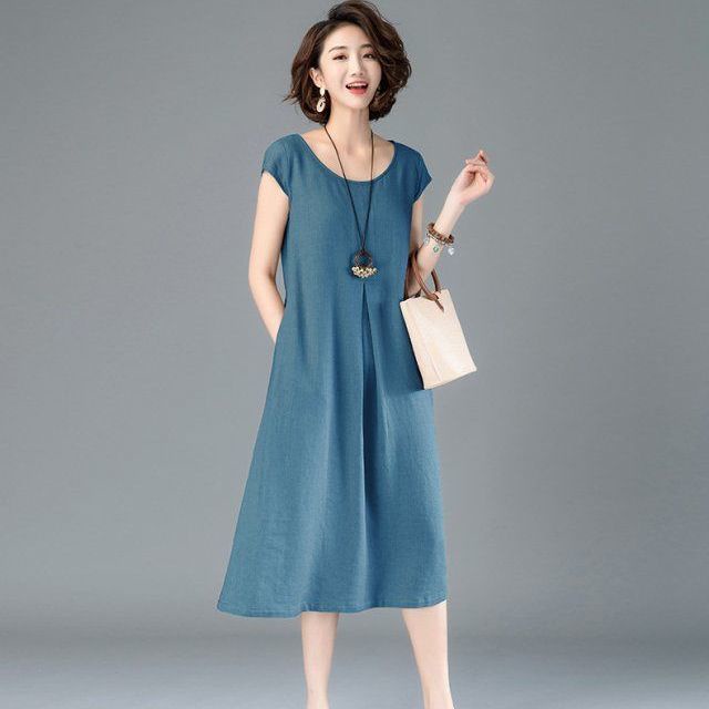 knee length dresses for ladies Loose Dresses for Women, Casual Winter Dress, Blue Midi Dress S / Brown
