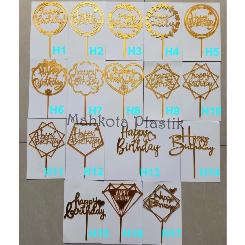 Gold Acrylic Happy Birthday Cake Topper | Shopee Malaysia
