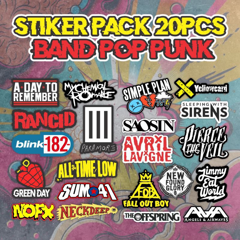 Sticker Pack Band Pop Punk Blink182 MCR Green Day Laptop Sticker