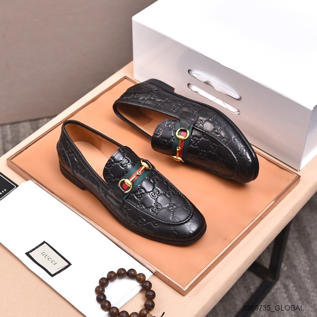 SUPER SALE Th Authentic Gucci Leather Men Shoes Waterproof Brand Kasut  lelaki Busess Men's Shoes