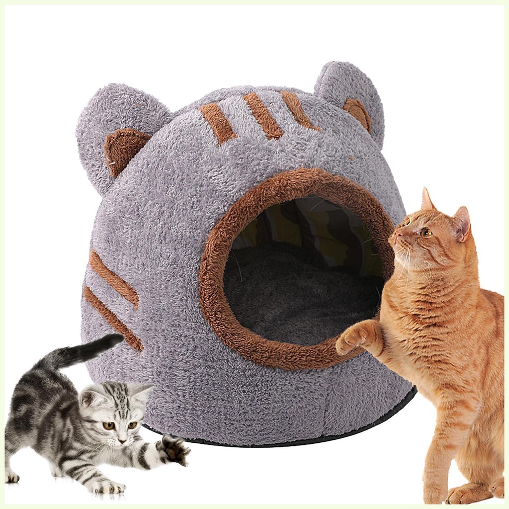 Outdoor Cat House Plush Cave Bed with Removable Washable Cushioned ...