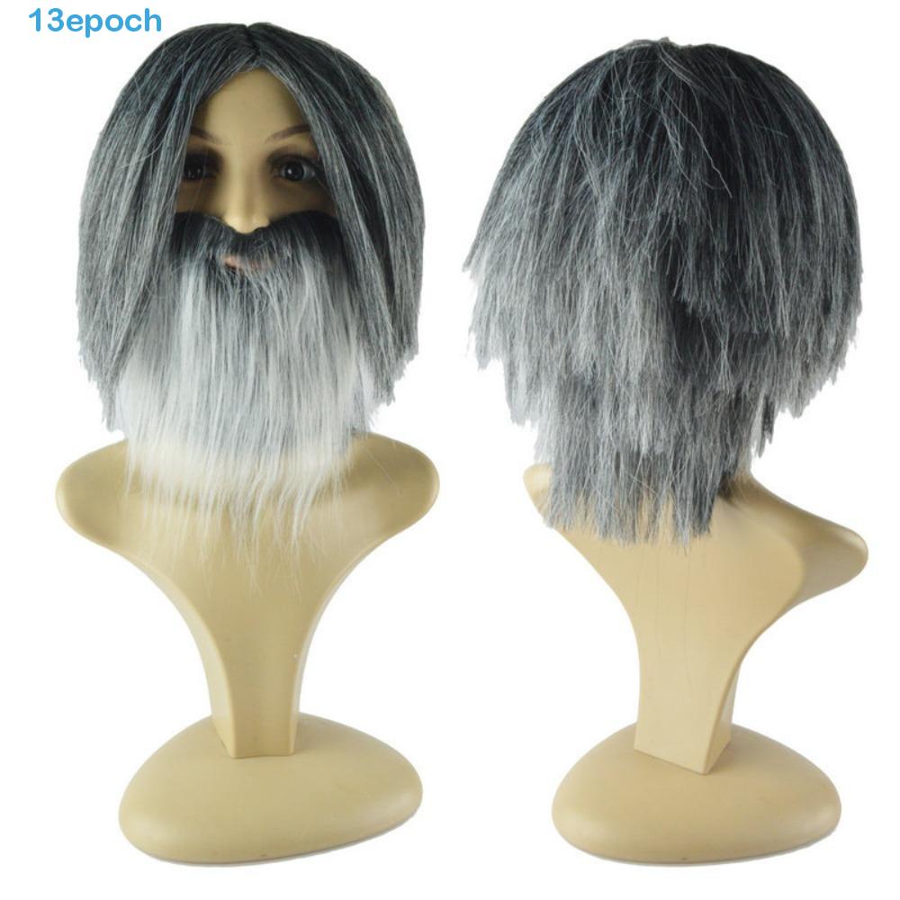 EPOCH Wizard Wig Beard, Fluffy Gray Old Man Wig Beard, Fashion Savage