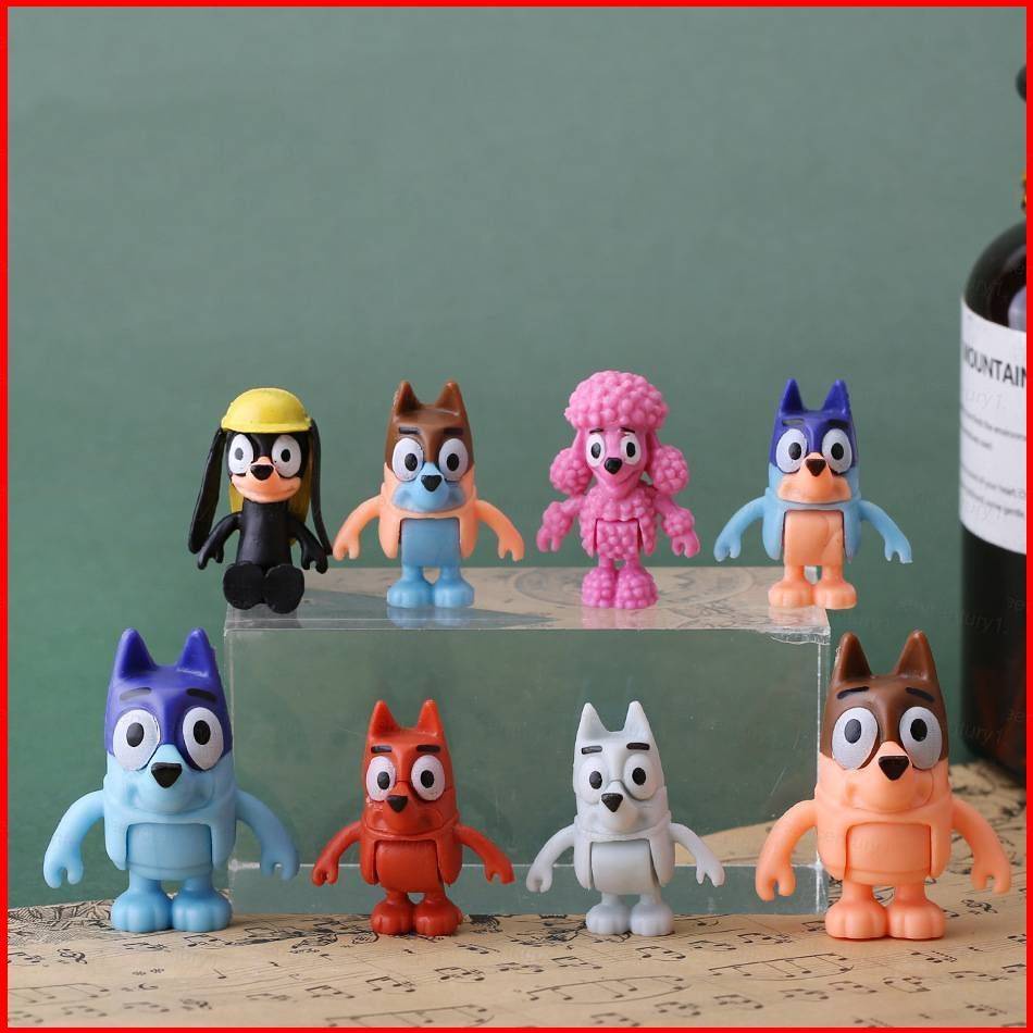 YS 8pcs Bluey Bingo Family Action Figure Model Dolls Toys For Kids