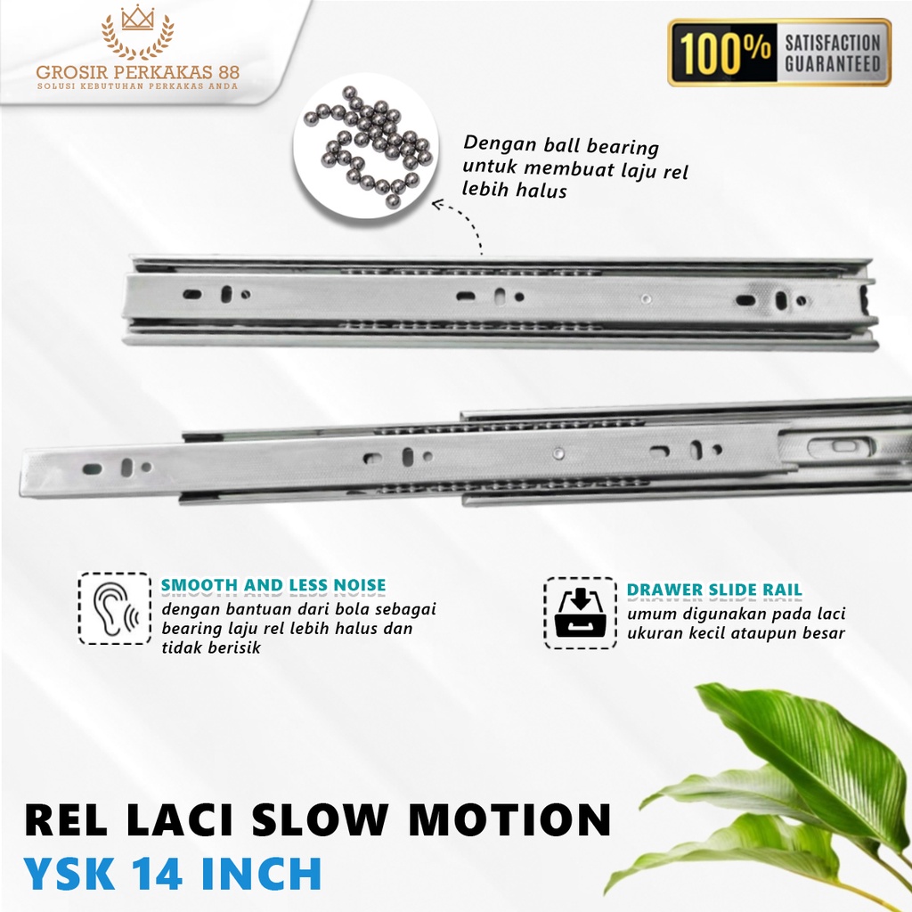Slow Motion Double Track Drawer Rail Table Pull YSK 35 40 cm Silver ...