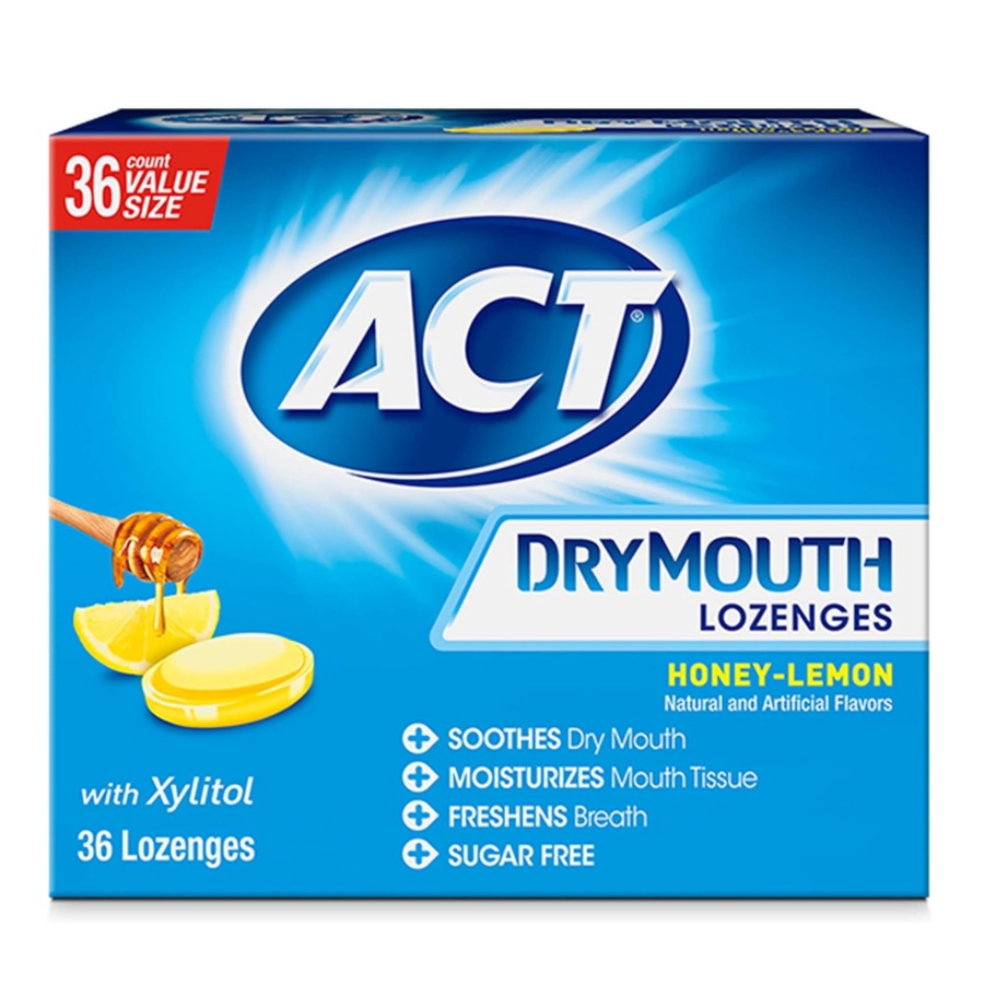 Act, Dry Mouth Lozenges with Xylitol, Sugar Free, HoneyLemon, 36