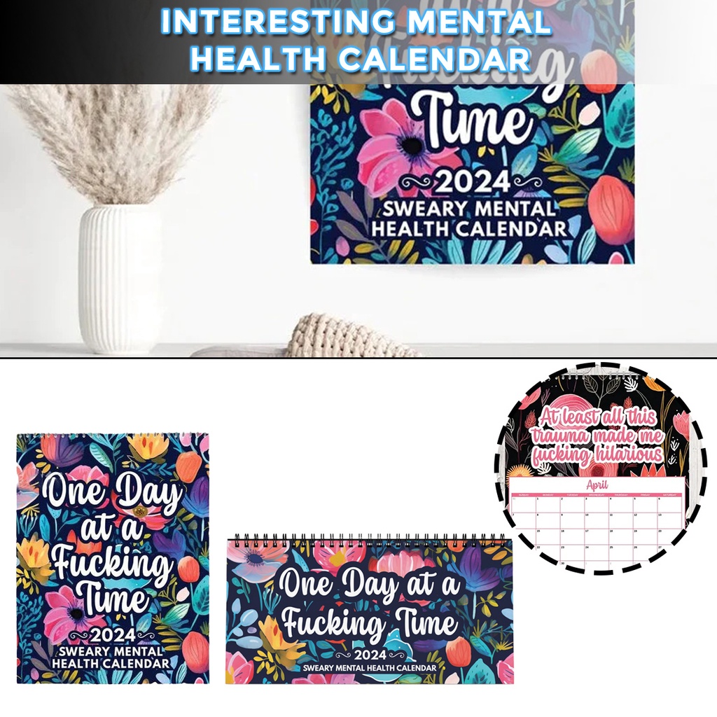 2024 Funny Mental Health Calendar With Sweary Affirmations for Wall