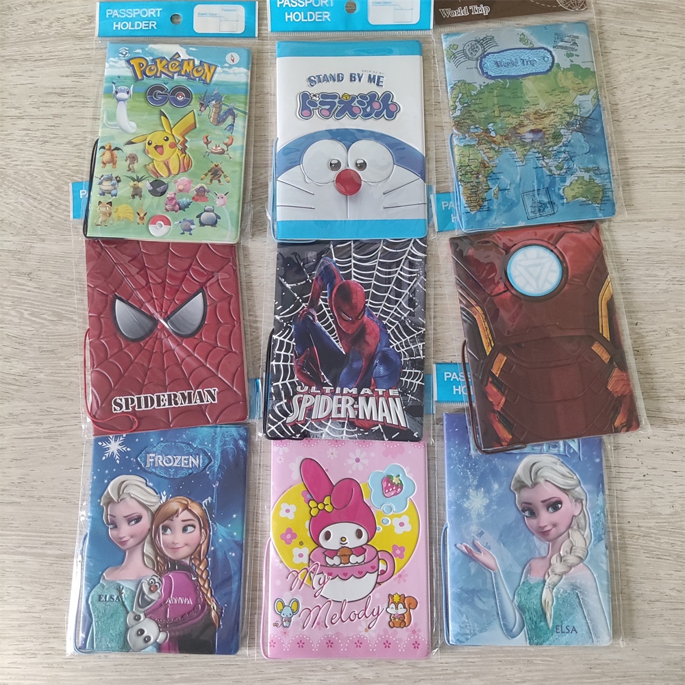 Cartoon Anime Passport Holder Cover Frozen Pokemon Mario Melody Marvel SpiderMan Batman Iron