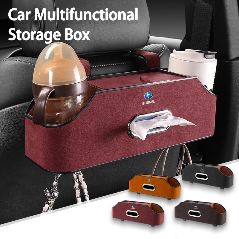 Car Seat Back Hook Storage Box Suede Tissue Cup Holder Multifunctional