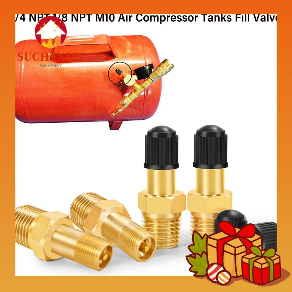 SUCHENMY Air Compressor Tanks Fill Valve, Brass 1/4 NPT 1/8 NPT M10