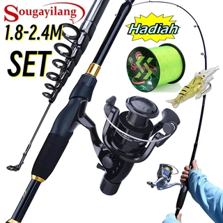 Sougayilang Casting Fishing Rod Reel Set 1.8M 2.1M 2.4M Telescopic