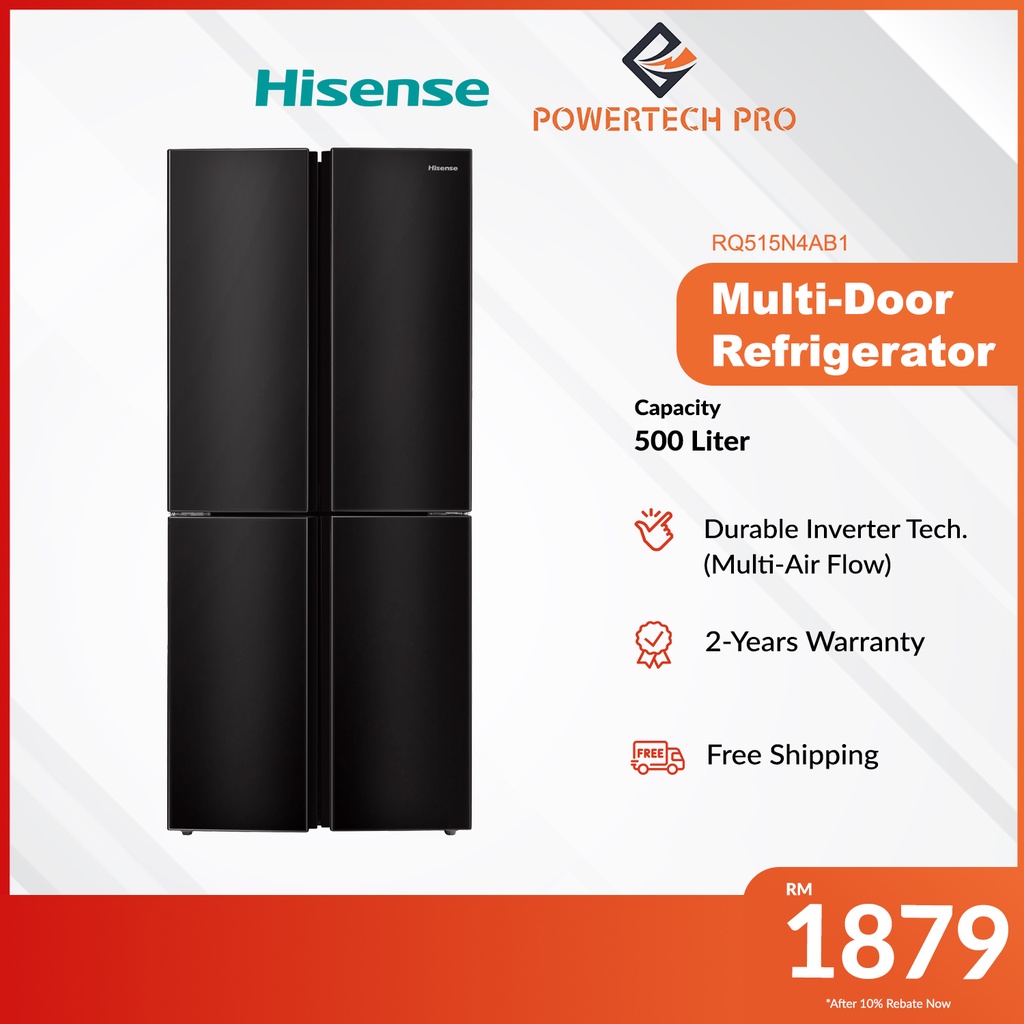 Hisense Refrigerator with Inverter MultiAir Flow 4Door Fridge (RQ515N4AB1) Available in 500L